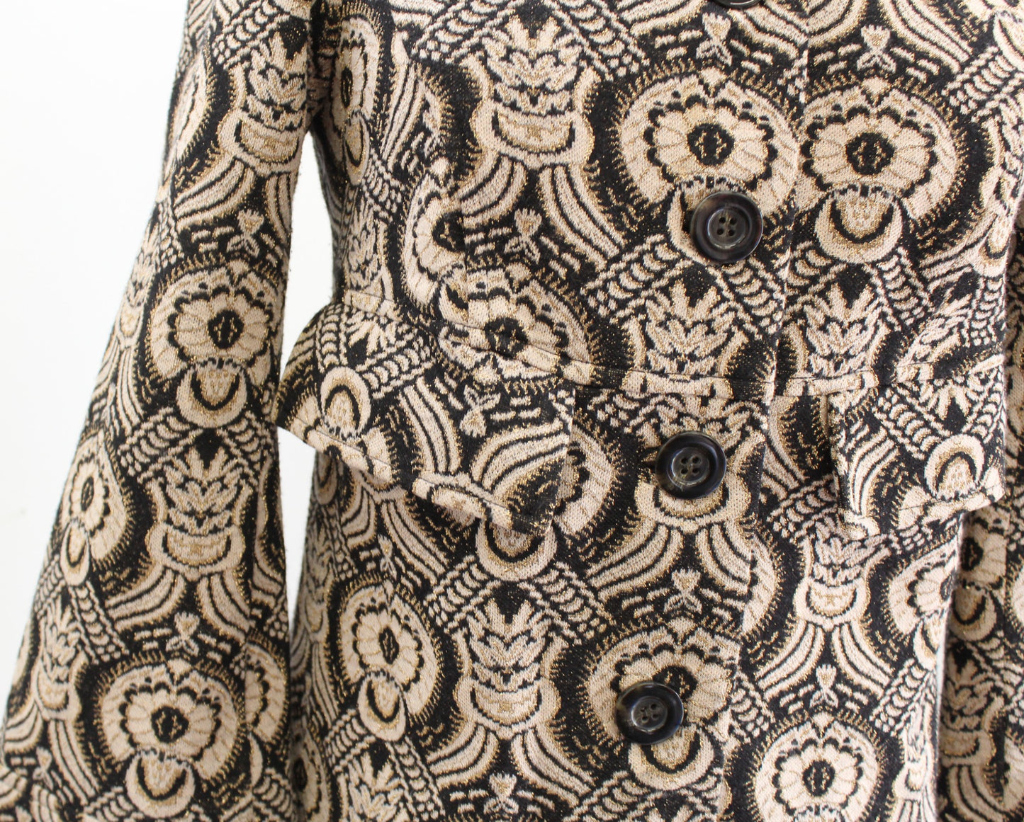 Diane Von Furstenberg Randi Wool Blend Metallic Evening Jacket Coat Size 4 Gold