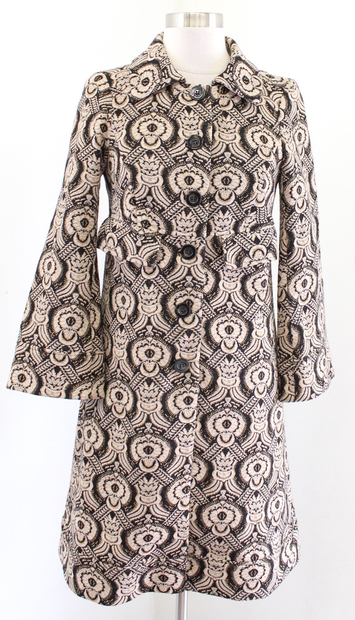 Diane Von Furstenberg Randi Wool Blend Metallic Evening Jacket Coat Size 4 Gold