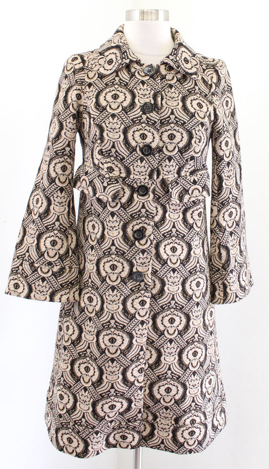 Diane Von Furstenberg Randi Wool Blend Metallic Evening Jacket Coat Size 4 Gold