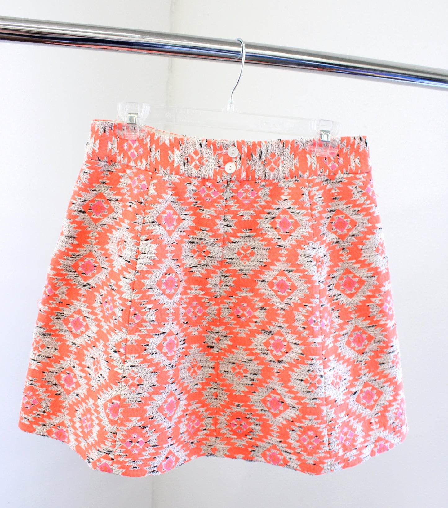 NWT Nanette Lepore Anthropologie Jacquard Neon Tweed Aztec Swing Skirt Size 10