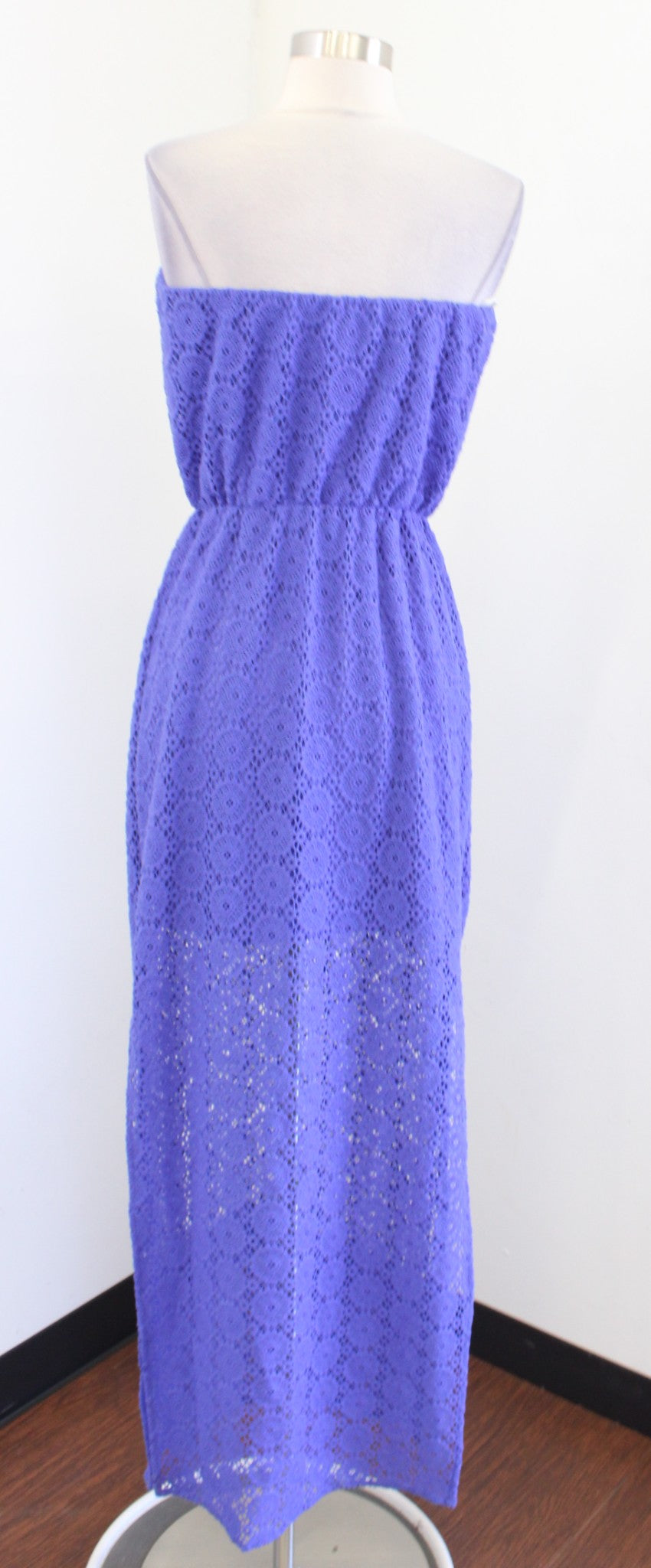 Lilly Pulitzer Emmett Purple Crochet Lace Strapless Hi Lo Maxi Dress Size S