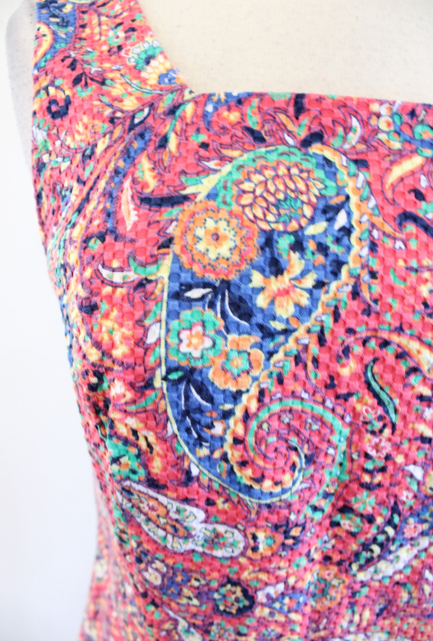 Talbots Pink Multi Color Textured Paisley Print Tie Back Sheath Dress Size 4