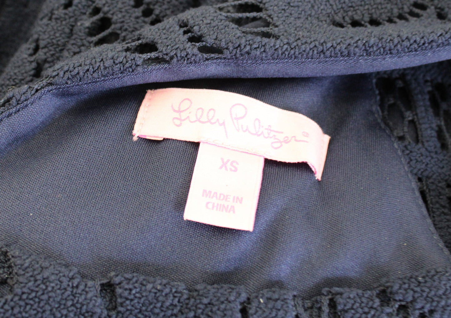 Lilly Pulitzer Mango Shift Dress True Navy Leafy Palm Lace Size XS Sleeveless