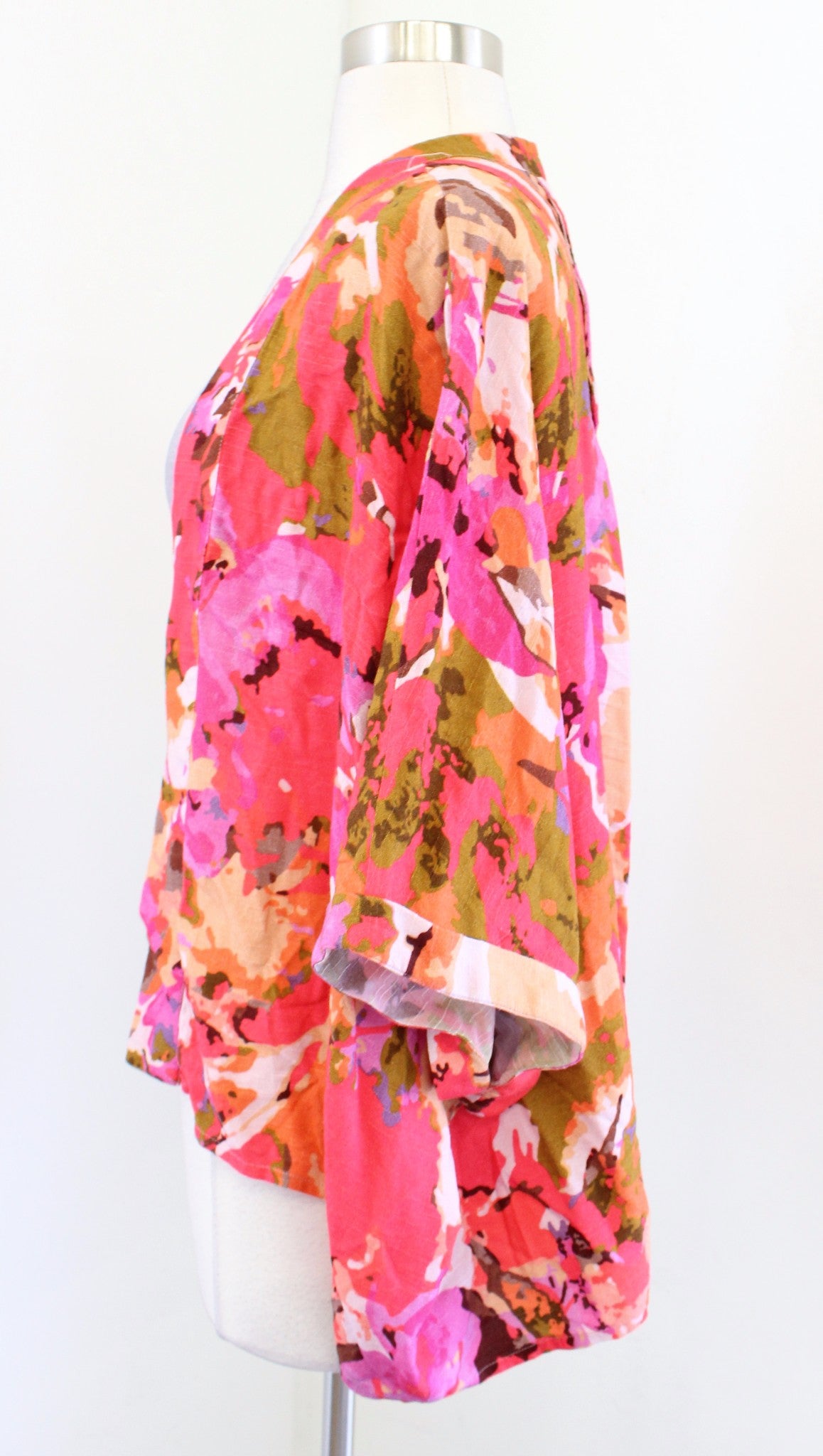 Blank Bl^nk London Anthropologie Floral Kimono Topper One Size OS Pink Orange