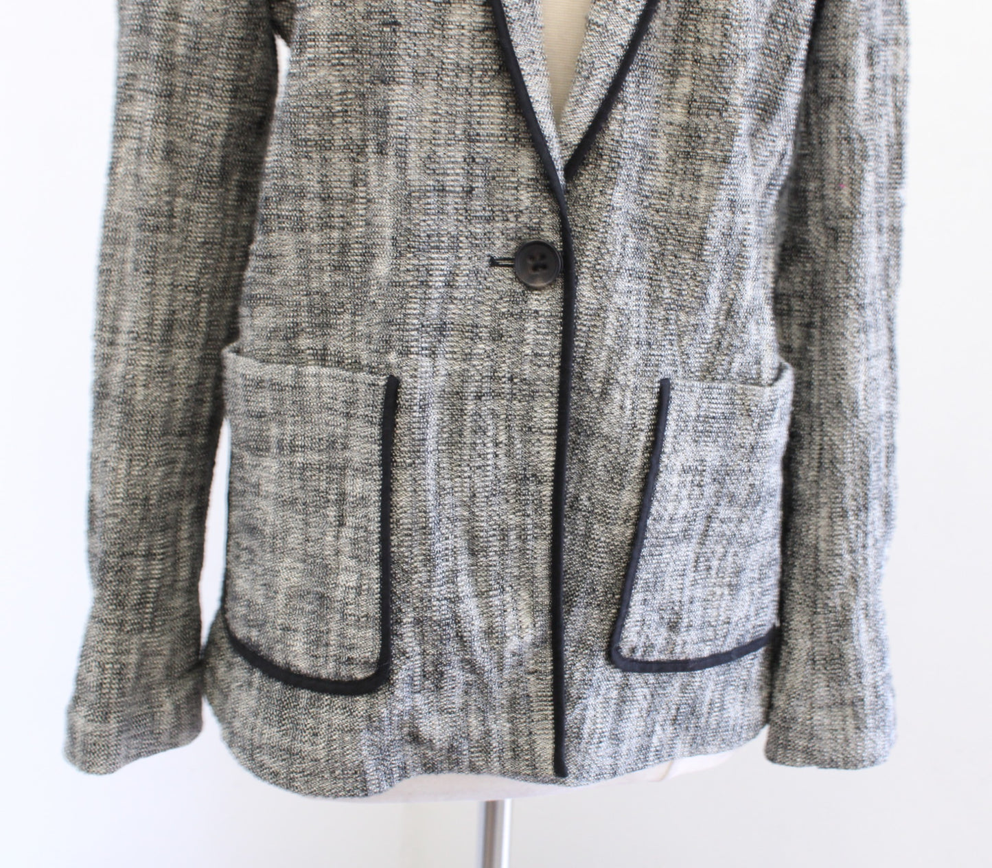 Cartonnier Anthropologie Leonie Black White Gray Tweed Blazer Jacket Size 6