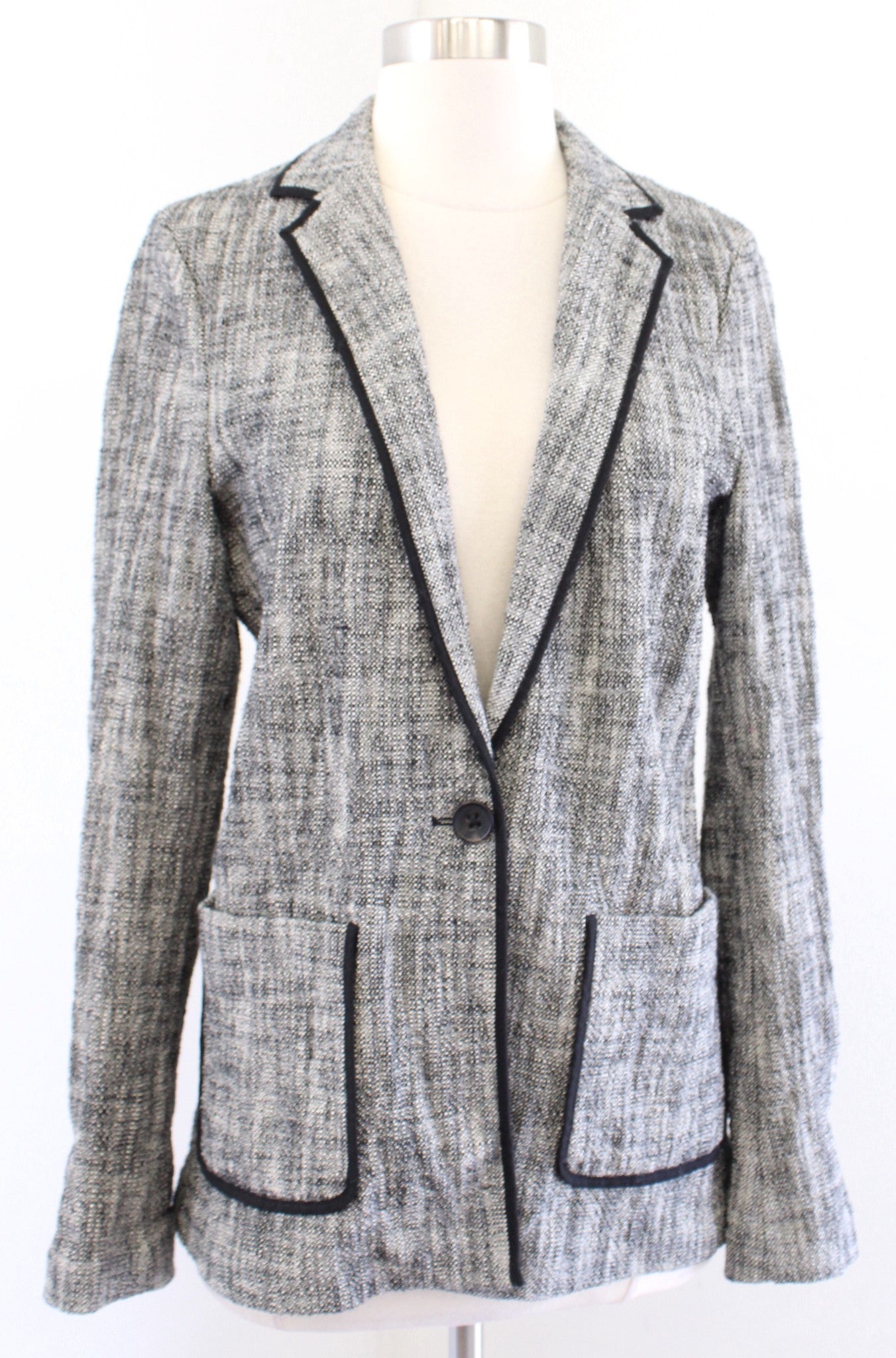 Cartonnier Anthropologie Leonie Black White Gray Tweed Blazer Jacket Size 6