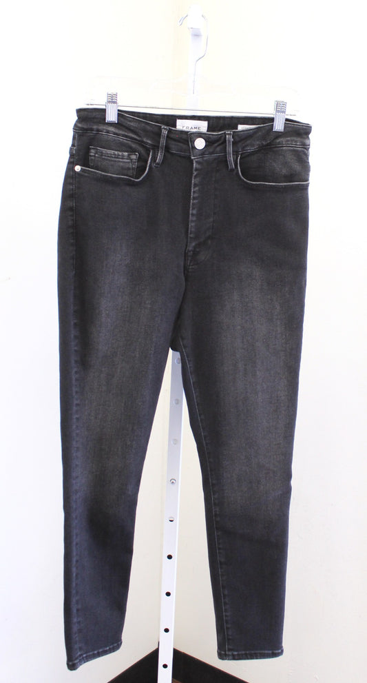 Frame Womens Le One Crop Skinny Jeans in Larchwood Wash size 2 Black Gray