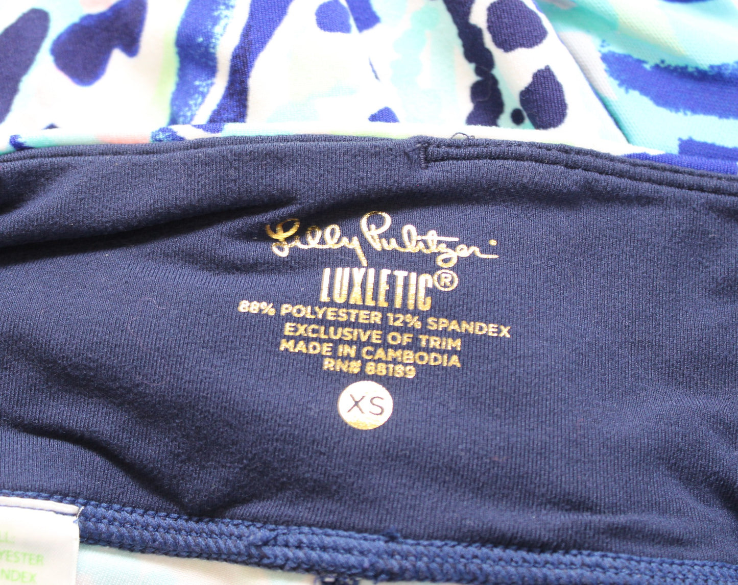 Lilly Pulitzer Luxletic Weekender Cropped Leggings Crash The Bash Navy Size XS