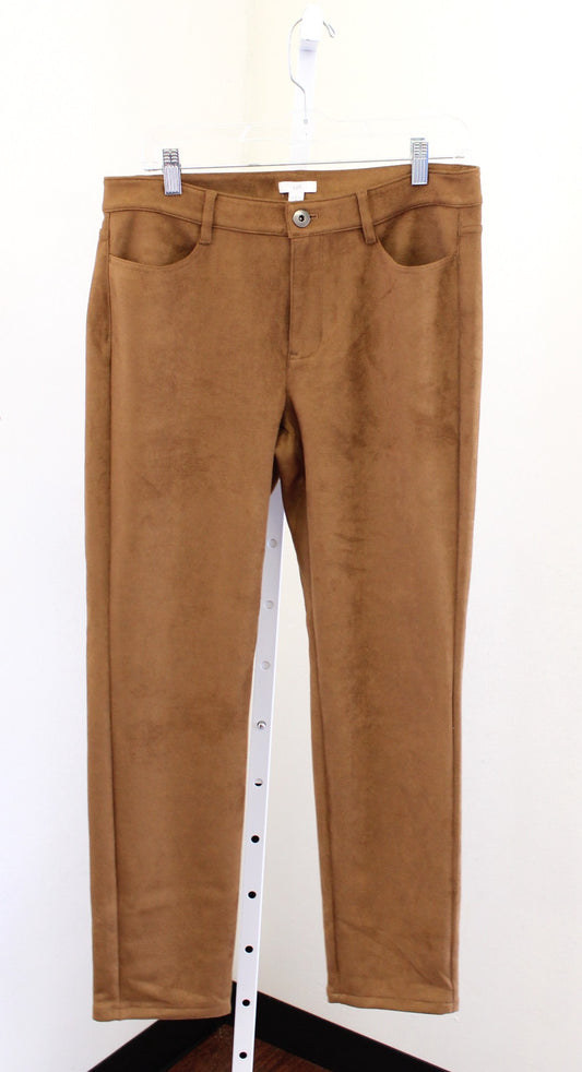 NWT J Jill Womens Chesnut Brown Soft Faux Suede Pants Size 10
