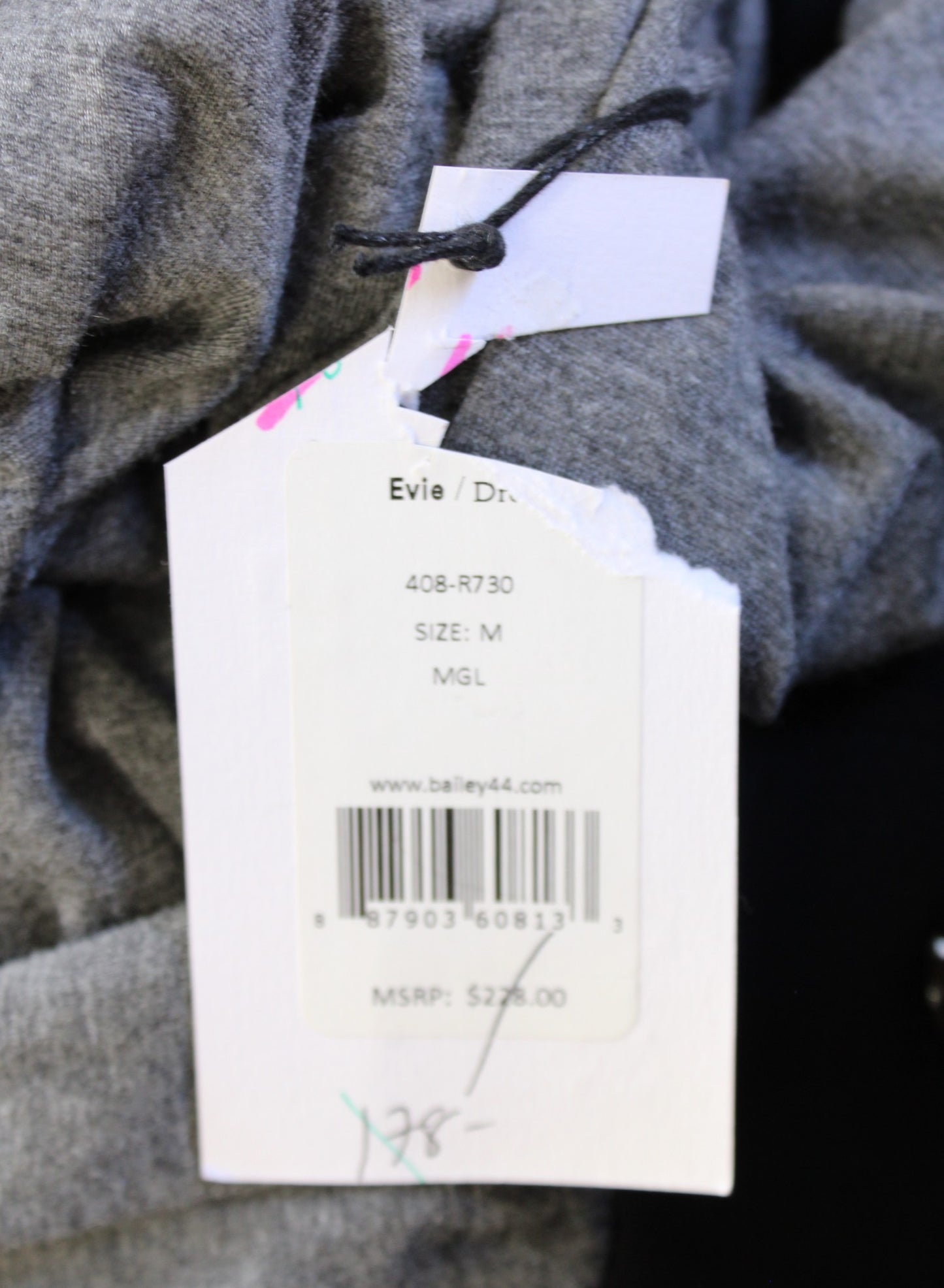 NWT Bailey 44 Anthropologie Evie Black Gray Surplice Mixed Media Dress Size M