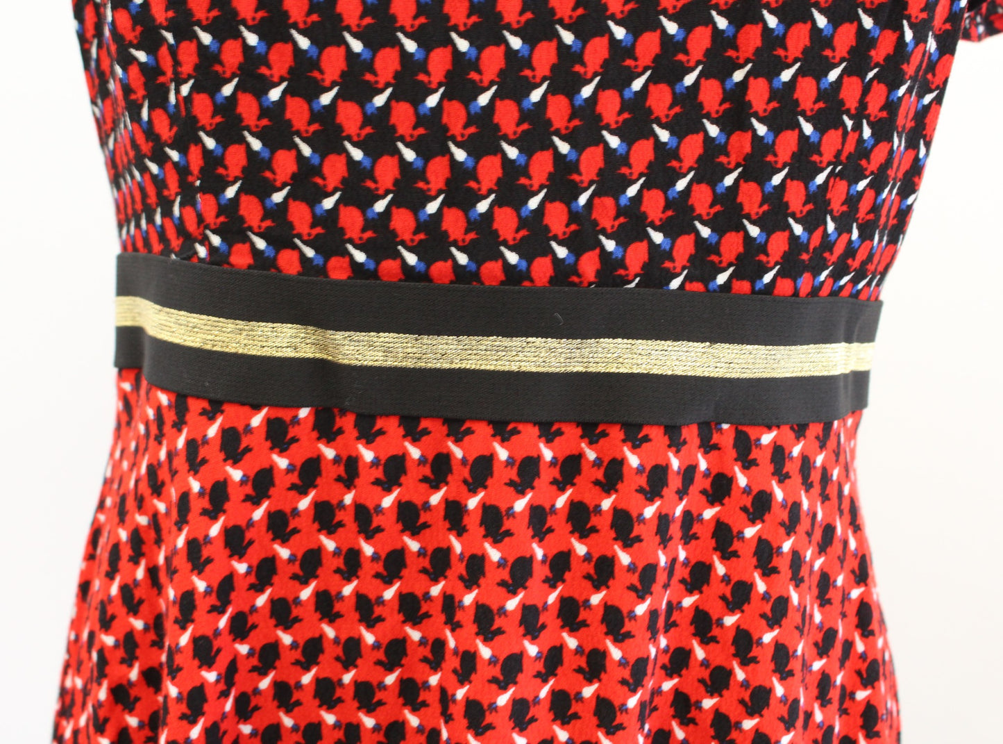 Maeve Anthropologie Amici Red Color Block Rabbit Animal Print A Line Dress Sz 6