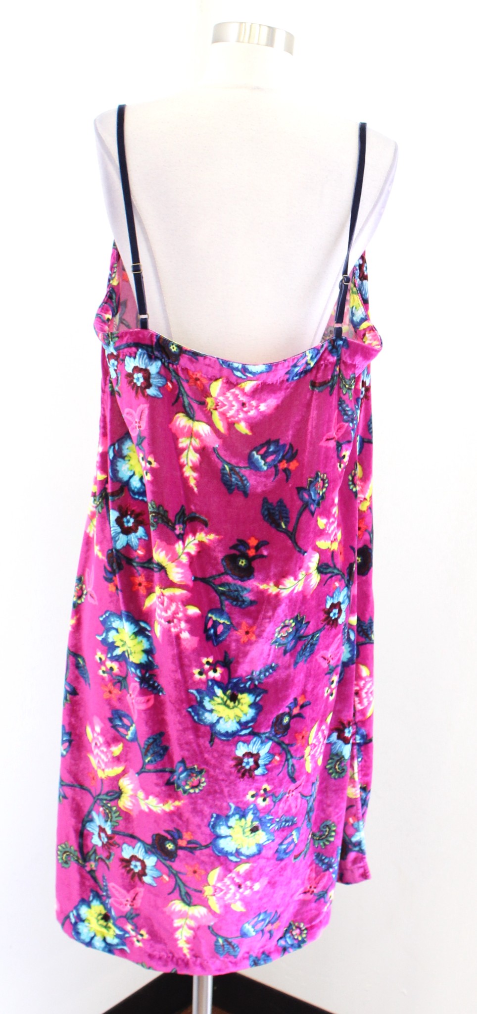 by Anthropologie Shania Velvet Floral Print Slip Cami Dress Size XL Berry Pink