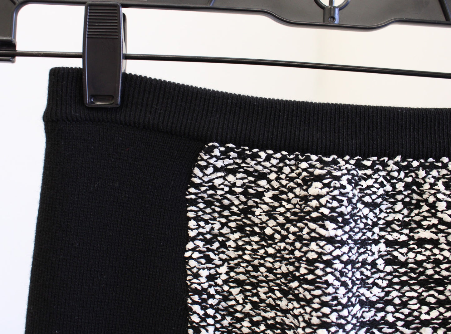 Alexander Wang Black White Wool Tweed Knit Rubberized Bodycon Mini Skirt Size S