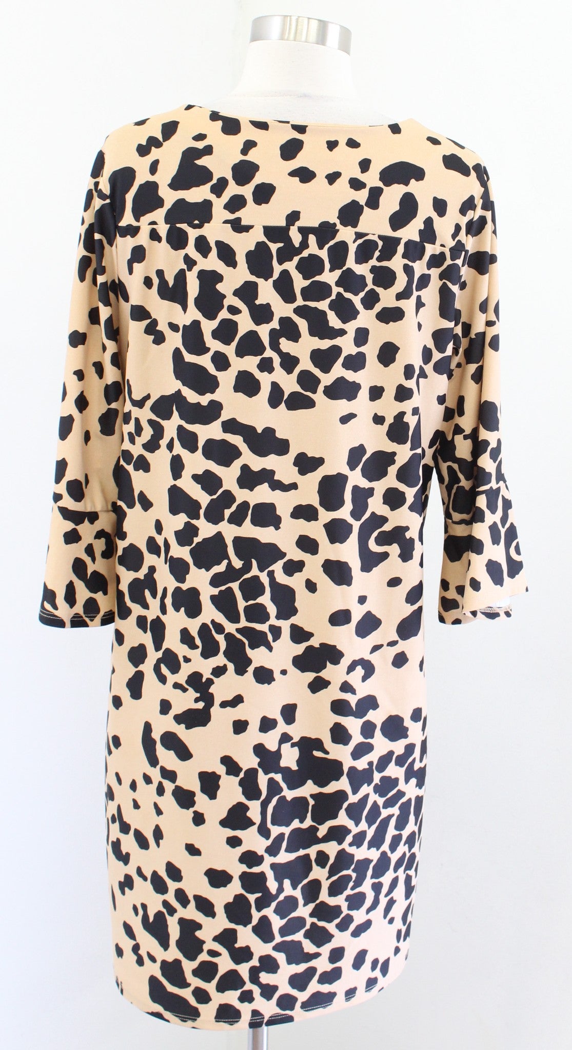 Jude Connally Jude Cloth Tan Black Spotted Cheetah Print Shift Dress Size M