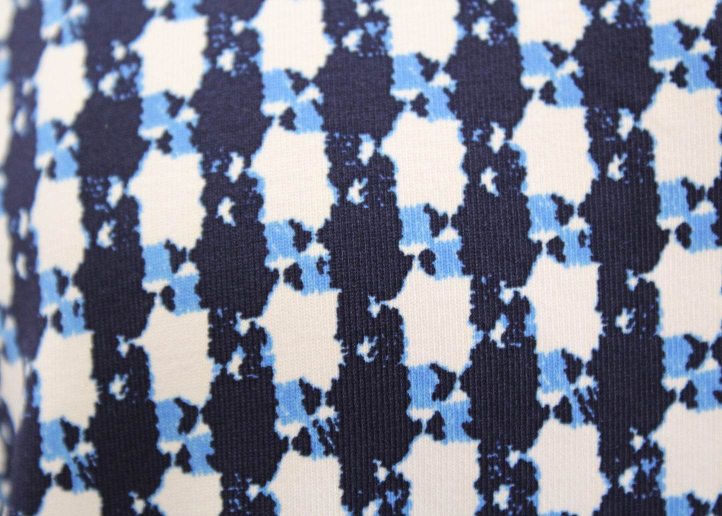 J McLaughlin Blue Geometric Catalina Cloth High V Neck 3/4 Sleeve Dress Size L