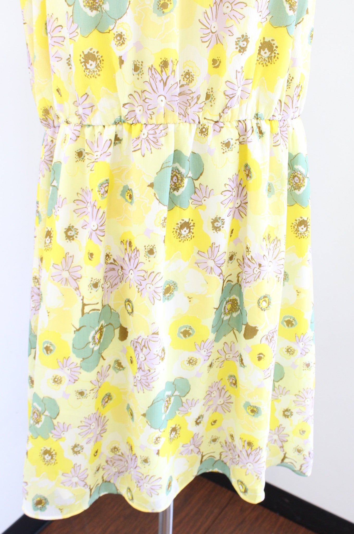 NWT Ann Taylor Factory Yellow Floral Flutter Sleeve Dress Size XL Casual Green
