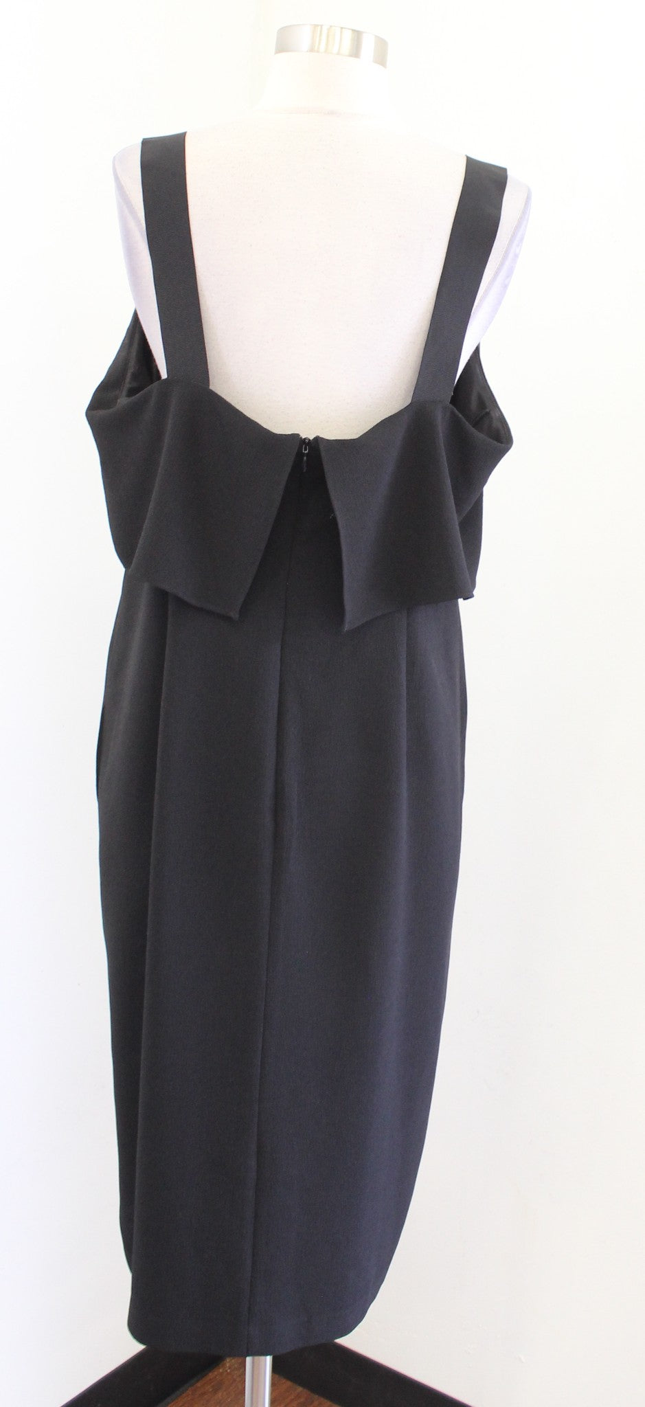 Adrianna Papell Black Crepe Layered Ruffle Front Cocktail Party Dress Size 16