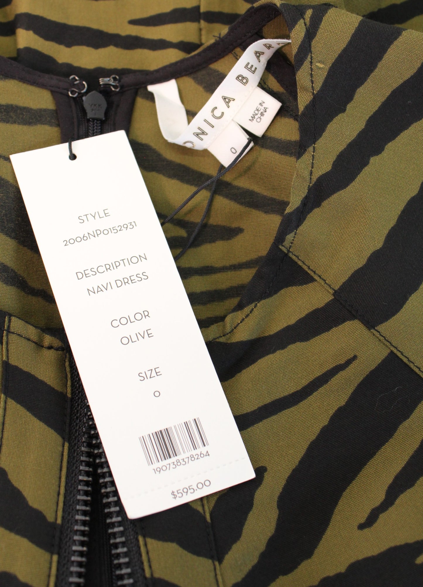 NWT $595 Veronica Beard Navi Warm Olive Black Animal Printed Mini Dress Size 0