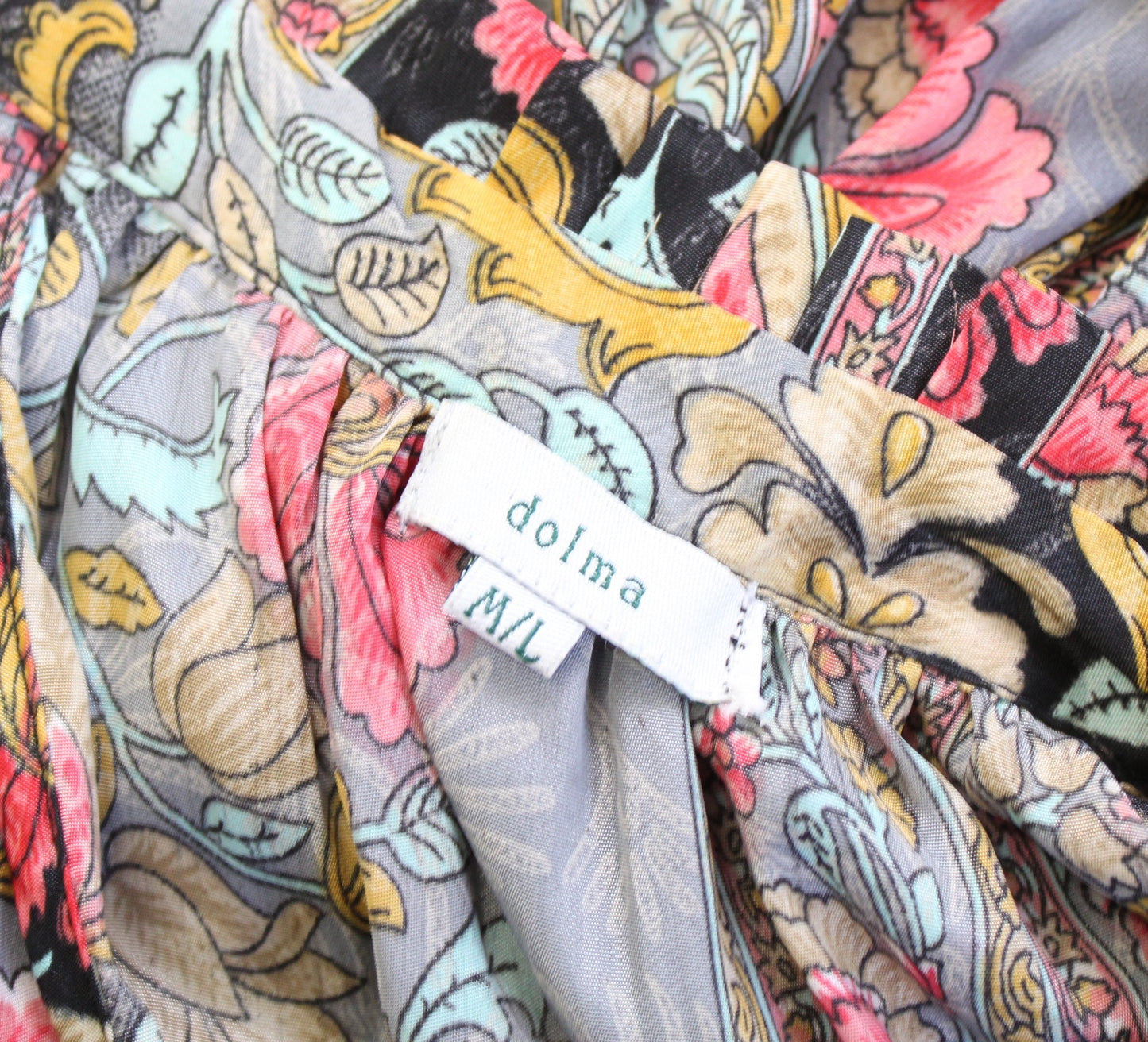 Dolma Silk Blend Sleeveless Tie Neck Paisley Print Maxi Dress Size M / L Boho