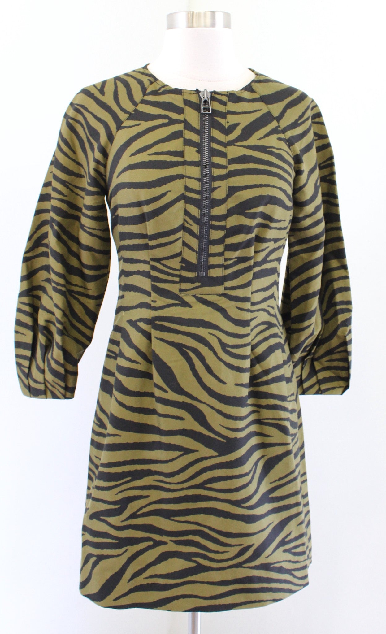 NWT $595 Veronica Beard Navi Warm Olive Black Animal Printed Mini Dress Size 0