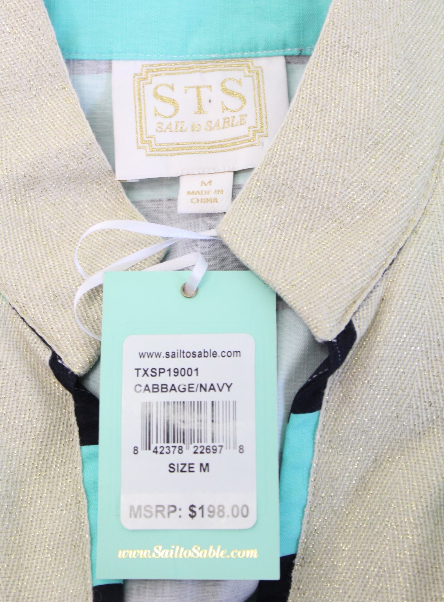 NWT $198 Sail to Sable Striped Metallic Tipped Tunic Dress Size M Cabbage Navy