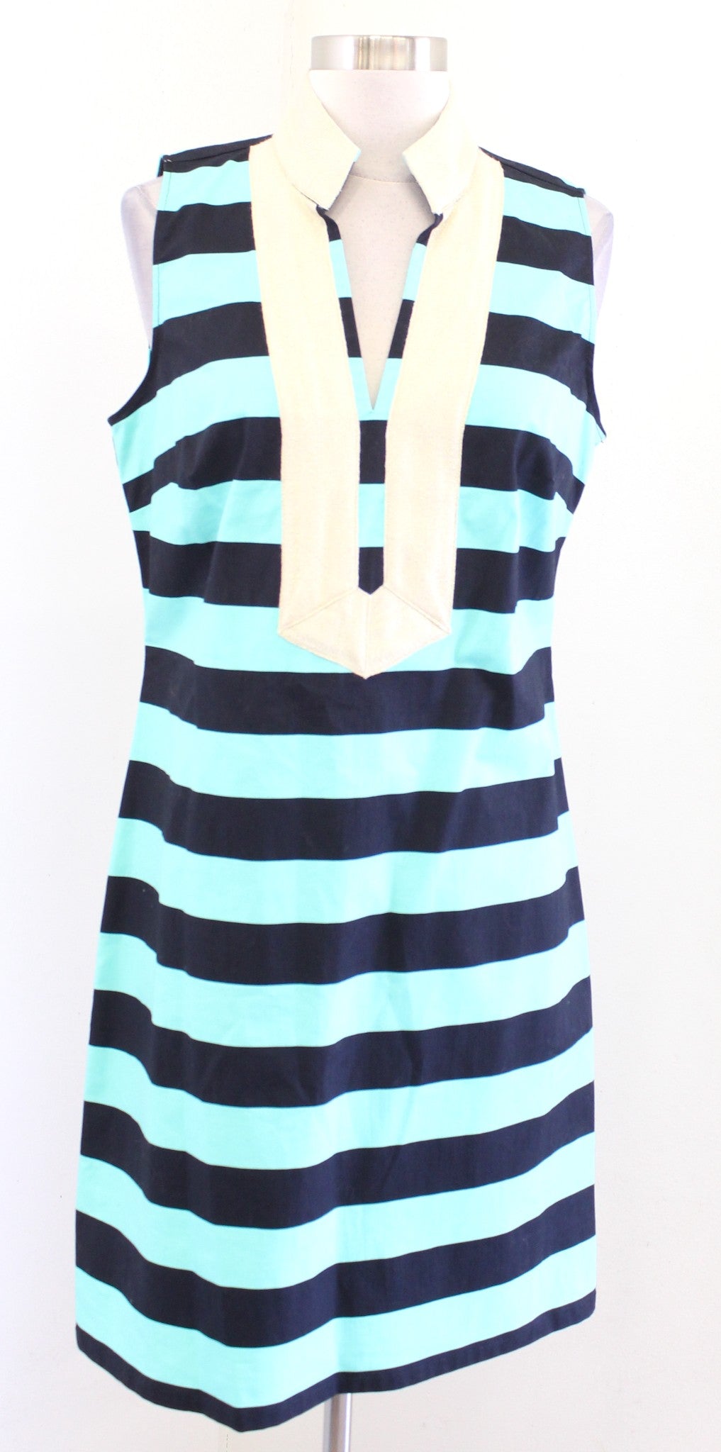 NWT $198 Sail to Sable Striped Metallic Tipped Tunic Dress Size M Cabbage Navy