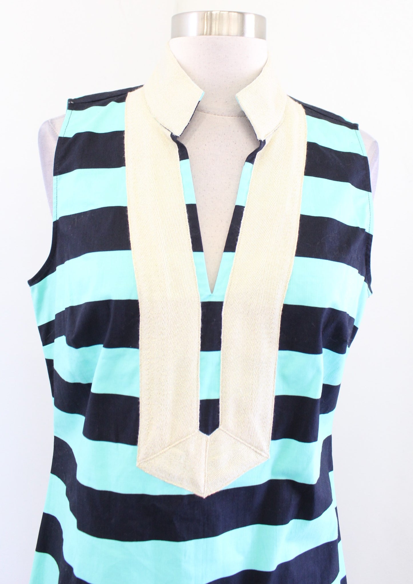 NWT $198 Sail to Sable Striped Metallic Tipped Tunic Dress Size M Cabbage Navy
