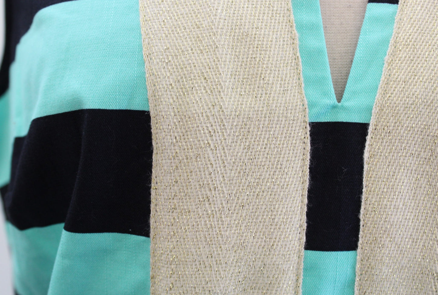 NWT $198 Sail to Sable Striped Metallic Tipped Tunic Dress Size M Cabbage Navy