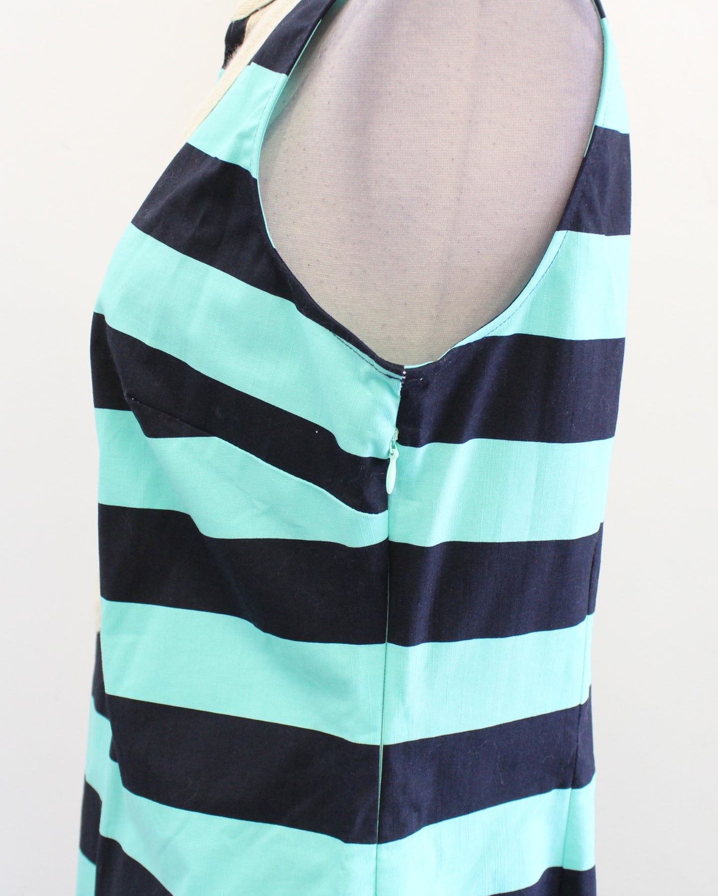 NWT $198 Sail to Sable Striped Metallic Tipped Tunic Dress Size M Cabbage Navy