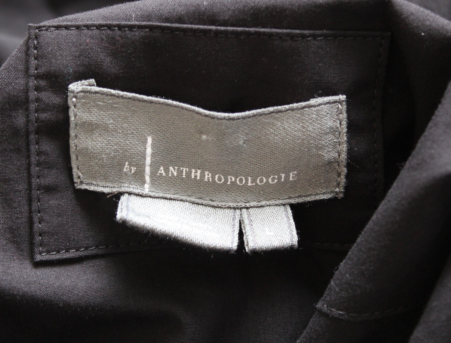 by Anthropologie the Somerset Mini Dress Size L Solid Black Cotton A Line