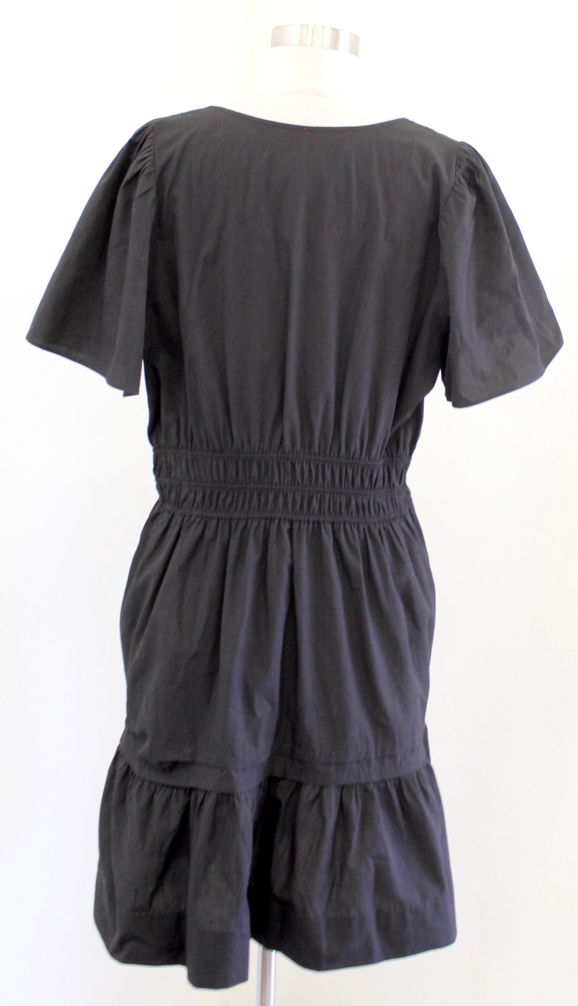 by Anthropologie the Somerset Mini Dress Size L Solid Black Cotton A Line