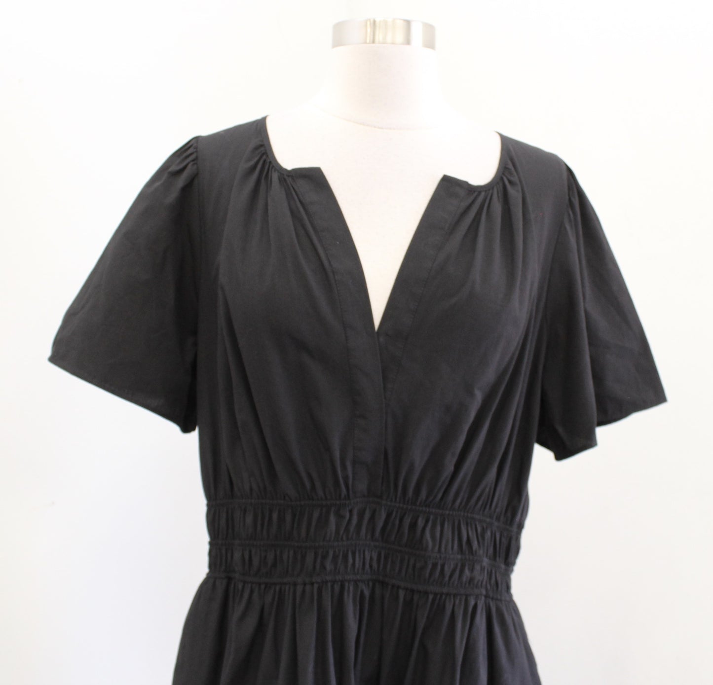 by Anthropologie the Somerset Mini Dress Size L Solid Black Cotton A Line