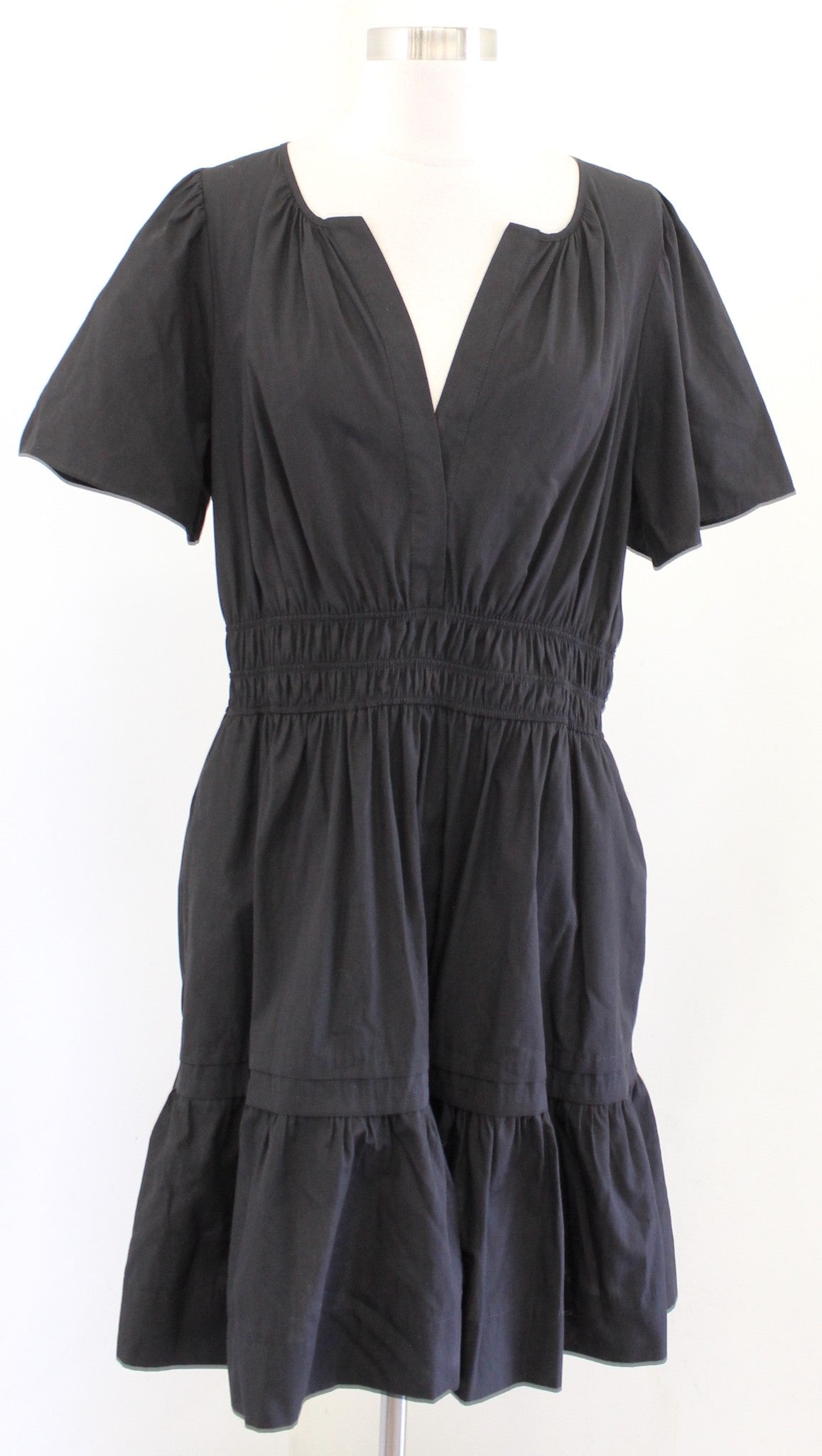 by Anthropologie the Somerset Mini Dress Size L Solid Black Cotton A Line