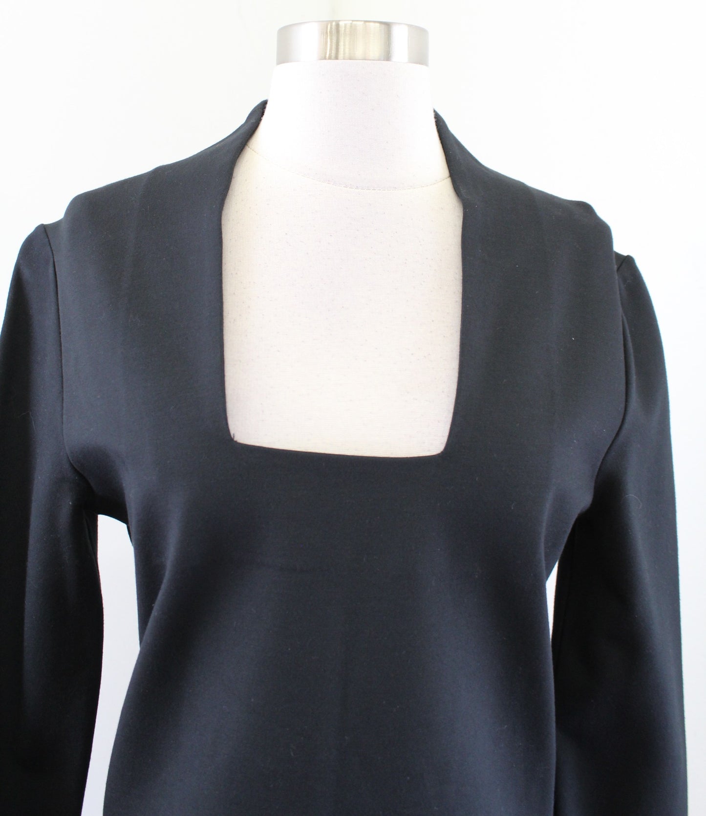 NWT Kate Spade Saturday Black Square Neck Ponte Jersey Mini Dress Size M Fitted