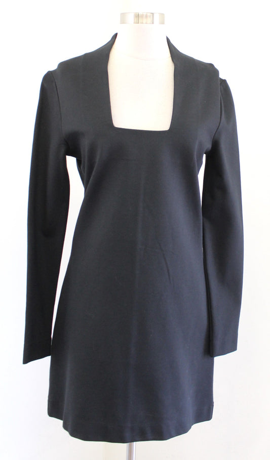 NWT Kate Spade Saturday Black Square Neck Ponte Jersey Mini Dress Size M Fitted