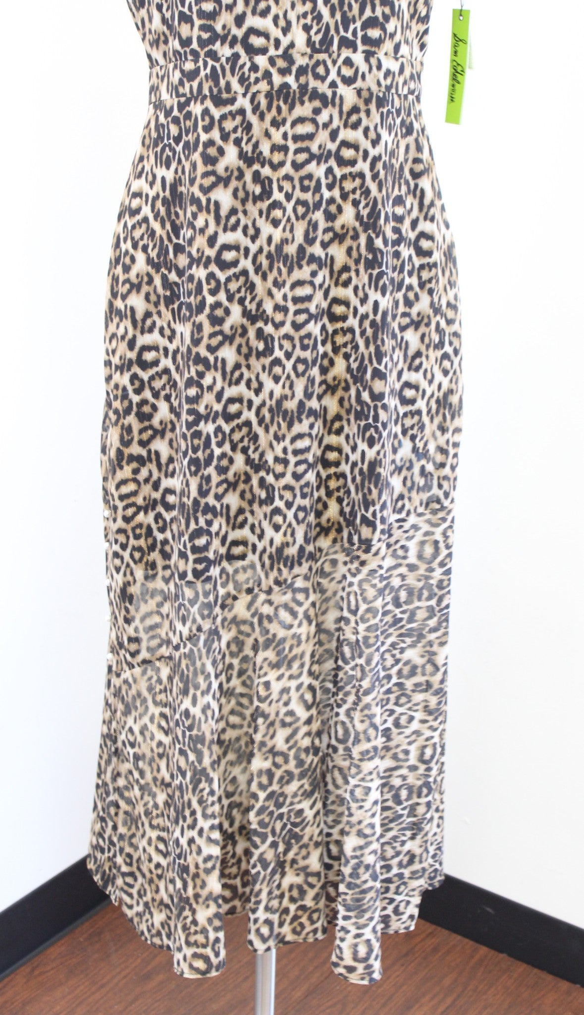 NWT Sam Edelman Metallic Leopard Print Sleeveless Maxi Dress Size 6 V Neck