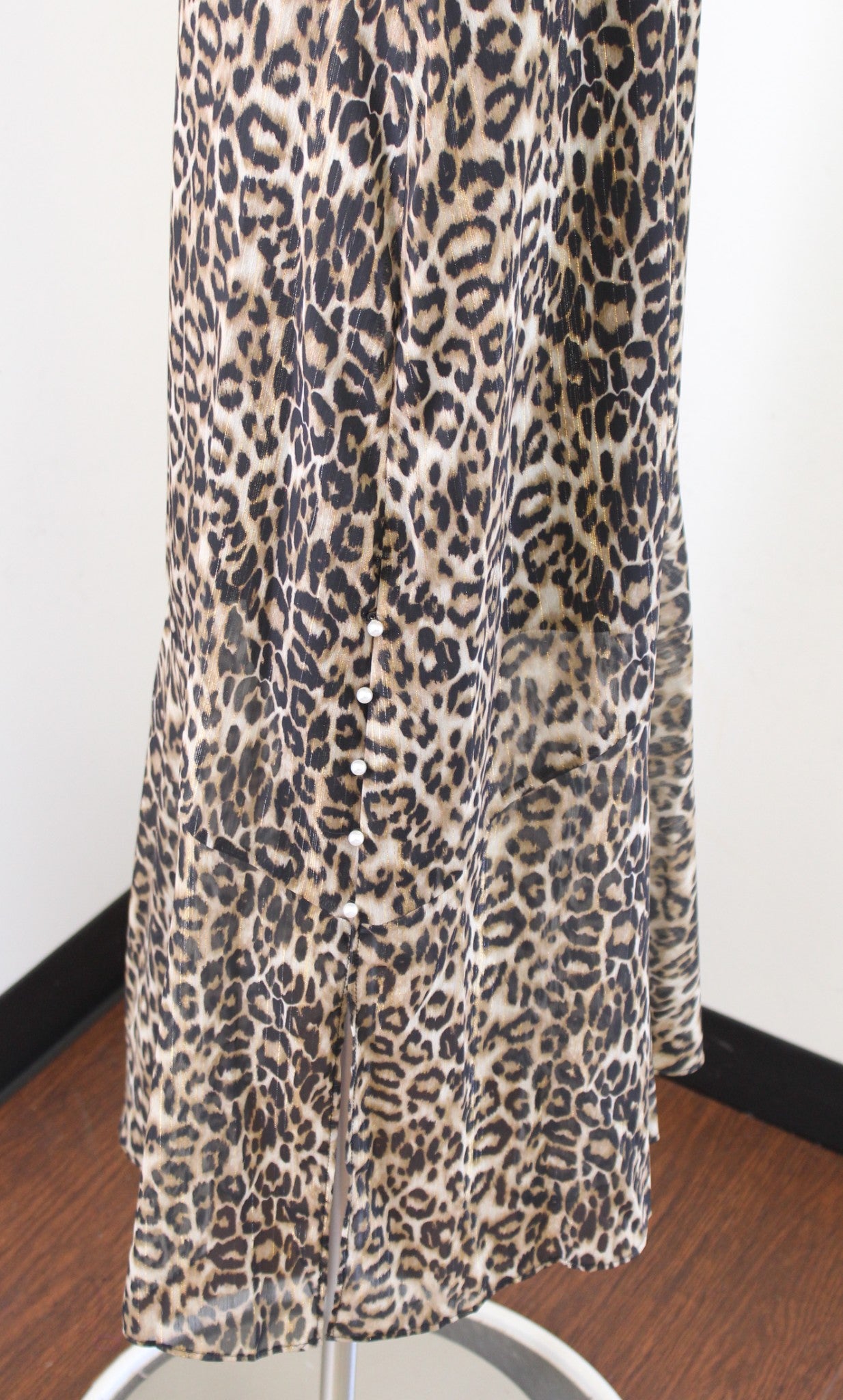 NWT Sam Edelman Metallic Leopard Print Sleeveless Maxi Dress Size 6 V Neck