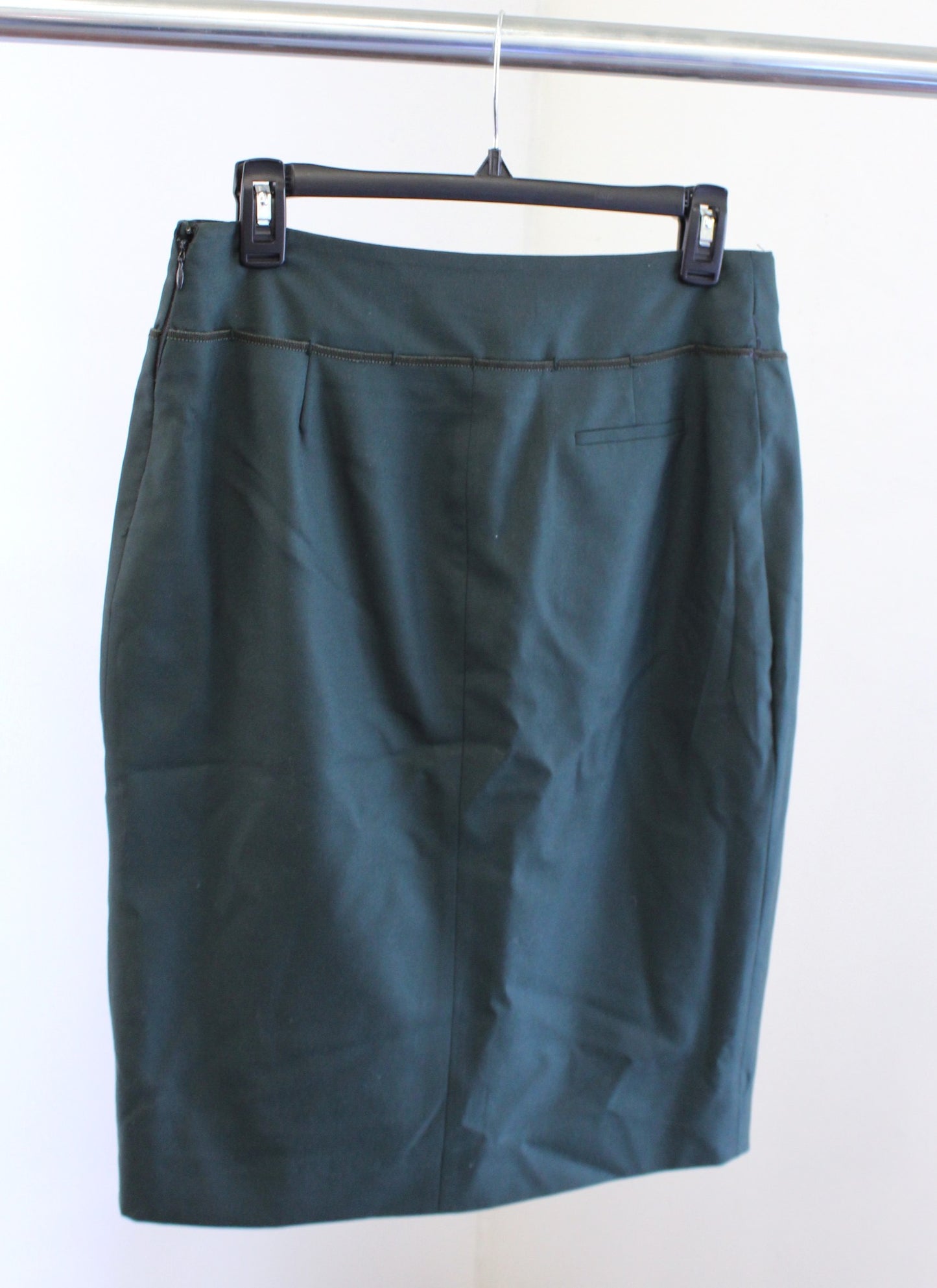 Salvatore Ferragamo Womens Forrest Green Wool Pleated Pencil Skirt Size 44