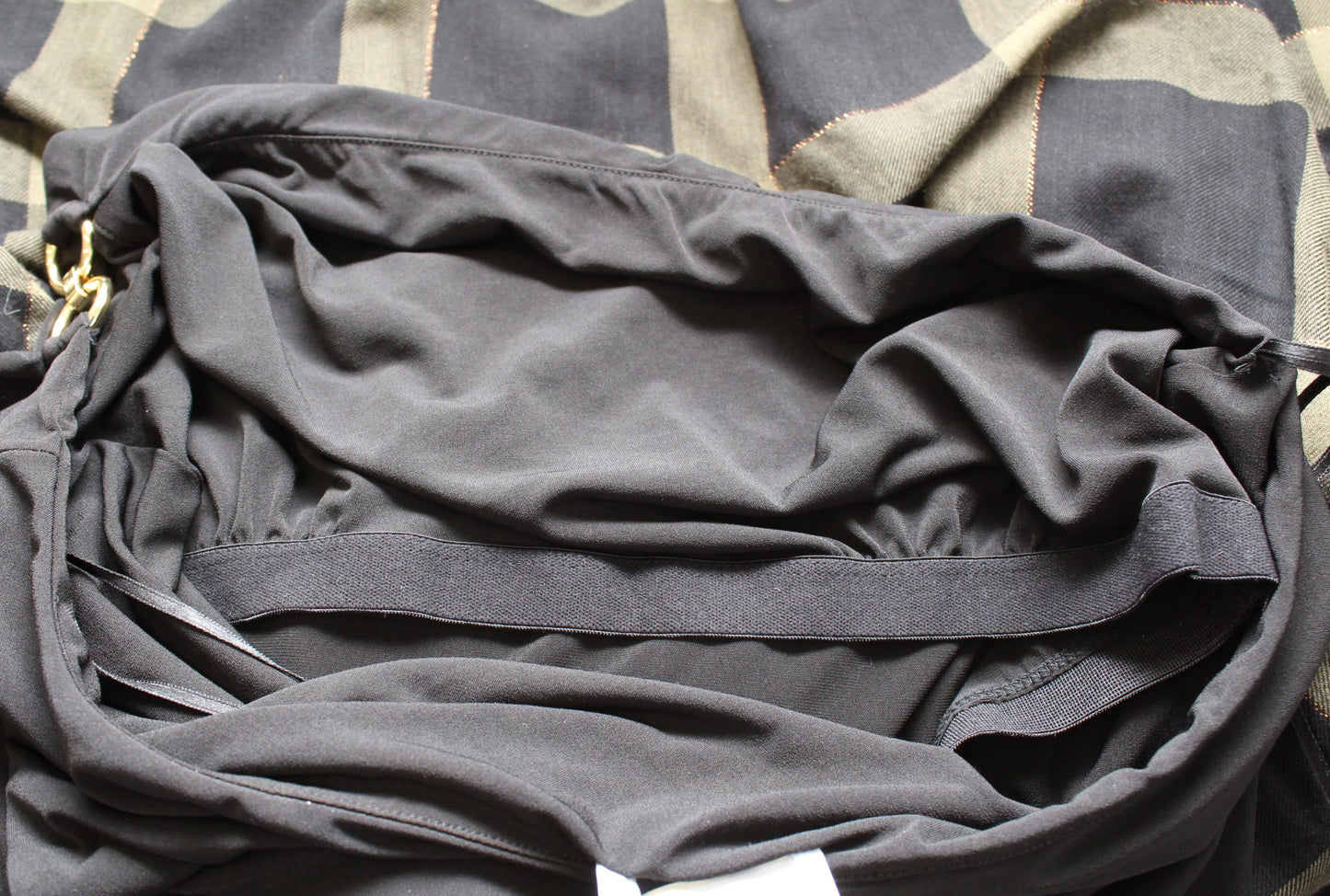 NWT Michael Kors Black Gold One Shoulder Asymmetrical Hem Tank Top Blouse Size L