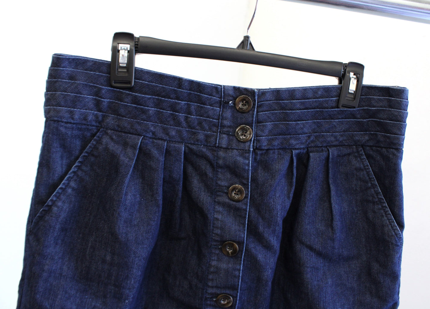 Pilcro and the Letterpress Anthropologie Denim Jean Button Front Skirt Size 14