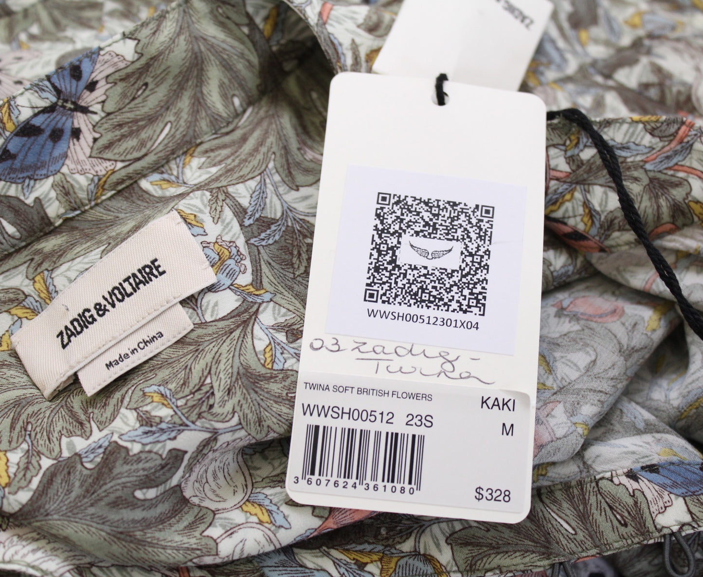 NWT Zadig and Voltaire Twins Soft British Flowers Floral Skull Top Blouse Size M