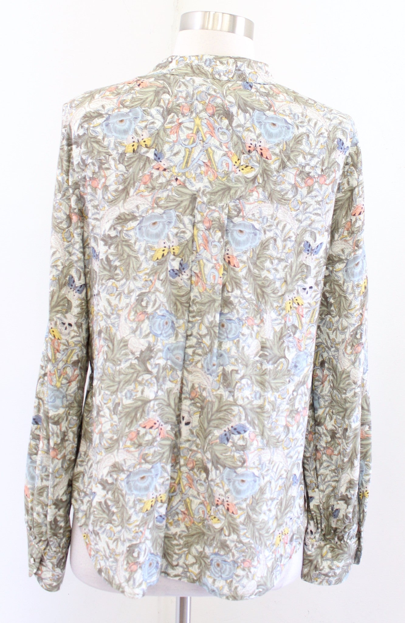 NWT Zadig and Voltaire Twins Soft British Flowers Floral Skull Top Blouse Size M