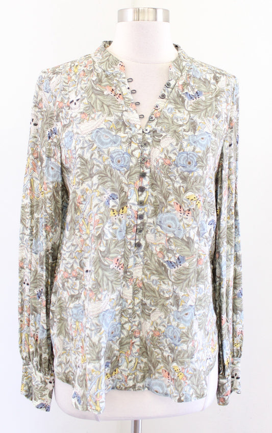 NWT Zadig and Voltaire Twins Soft British Flowers Floral Skull Top Blouse Size M
