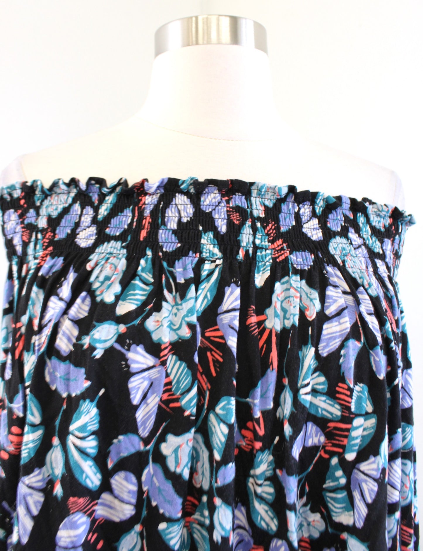 We the Free Free People Lexington Floral Off the Shoulder Top Blouse Sz S Black