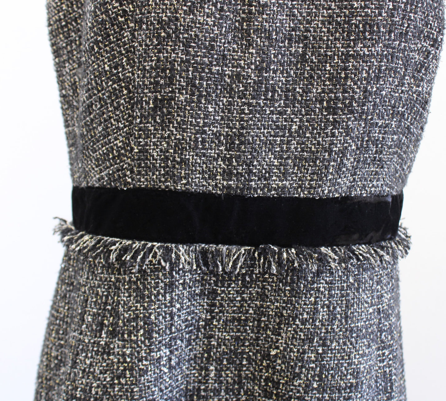 J Crew Sparkling Constellation Metallic Tweed Fringe Velvet Trim Sheath Dress 8