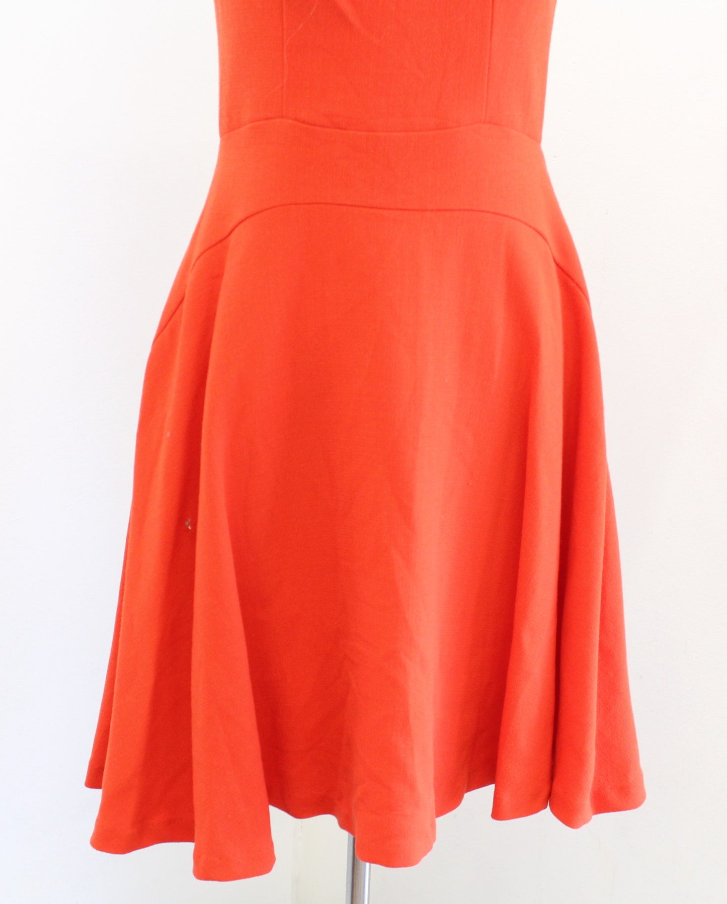 Eva Franco Anthropologie Orange Wool Fit and Flare Embellished Dress Bow Lace 2