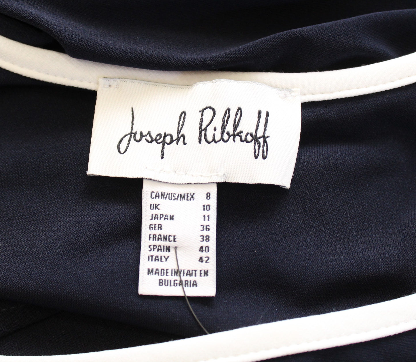 Joseph Ribkoff Navy Blue White Circle Keyhole Layered Jersey Sheath Dress Size 8