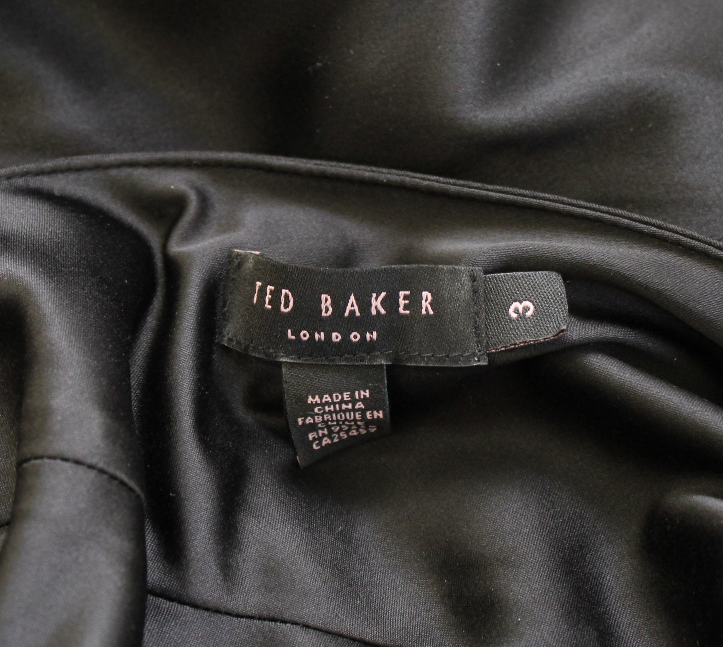 Ted Baker Ziaz Black Satin Big Bow Keyhole Sheath Dress Size 3 Cocktail Party