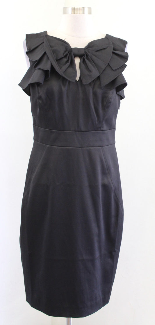 Ted Baker Ziaz Black Satin Big Bow Keyhole Sheath Dress Size 3 Cocktail Party