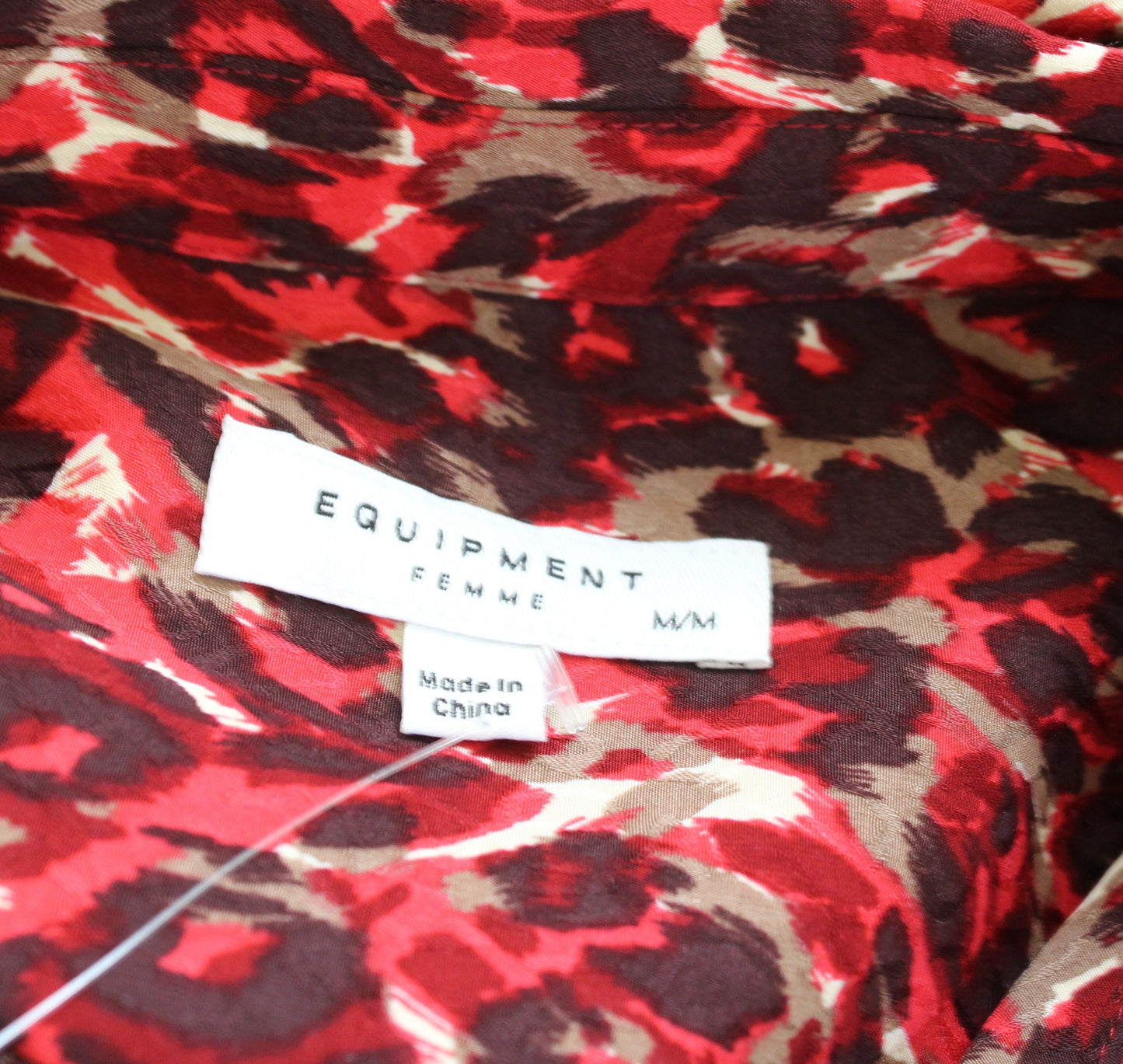 Equipment Red Leopard Print Slim Signature Blouse Button Front Shirt Size M Long Sleeve